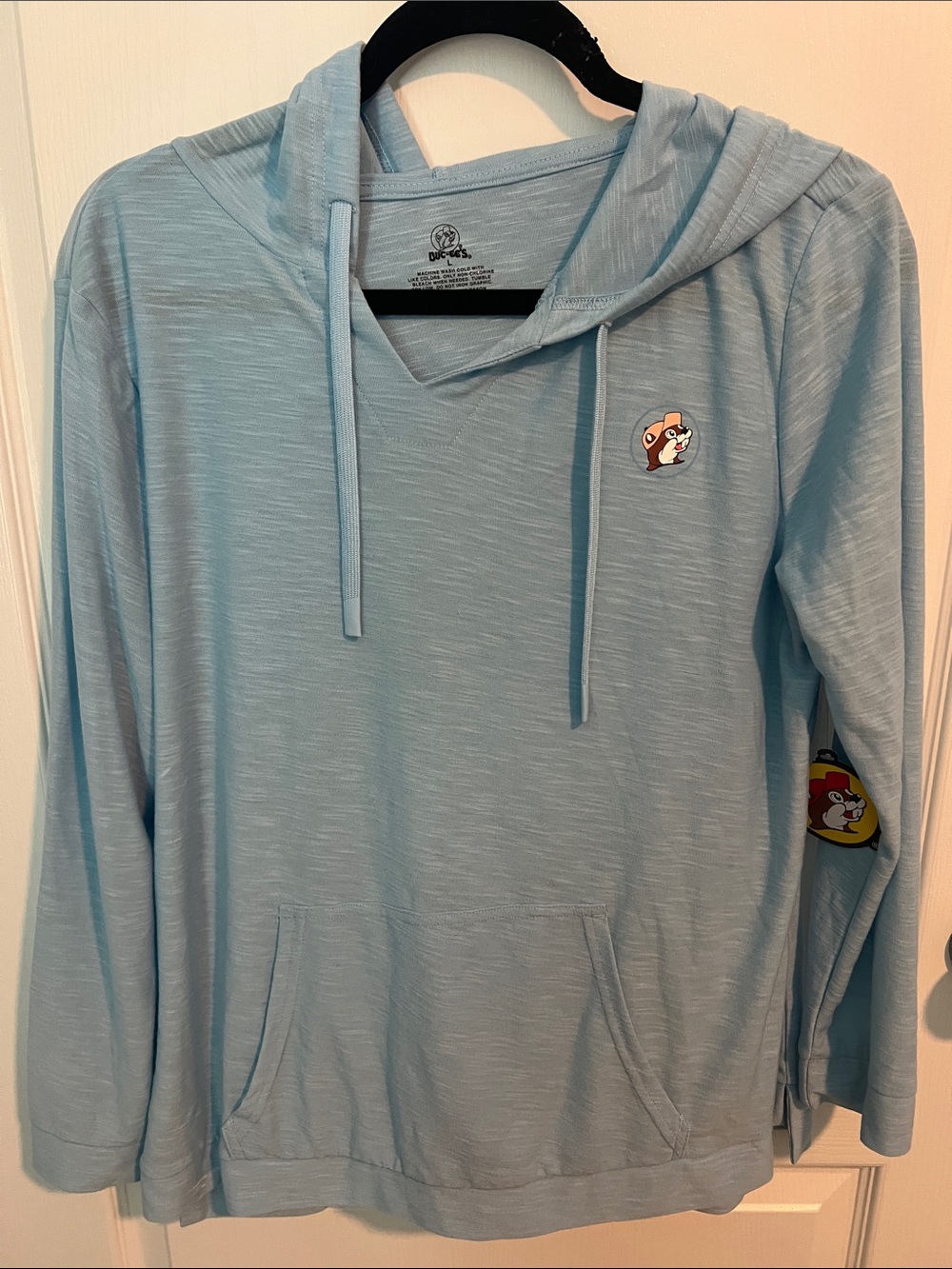 Light Blue Women's Hooded Pullover Top